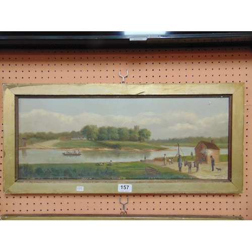 157 - Wilson, pair of gilt framed oil paintings on board, river scenes, signed lower right, 9 x 23