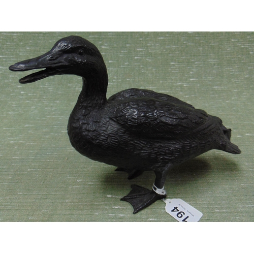 194 - Bronze style figure of a duck, 8 x 8.5