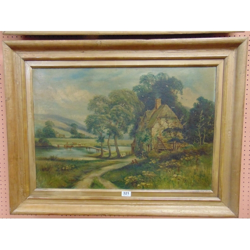 321 - Rutter, pair of gilt framed oil paintings, riverside scenes, each 19 x 28