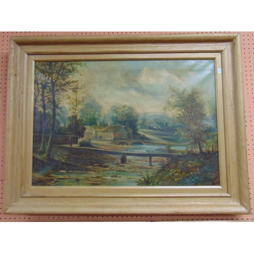 321 - Rutter, pair of gilt framed oil paintings, riverside scenes, each 19 x 28