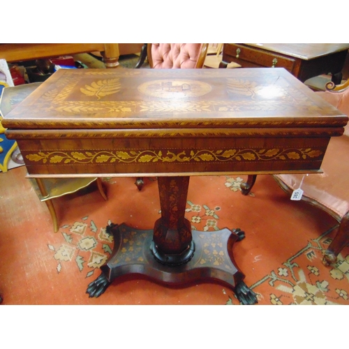 385 - Fine quality 19th century Irish Killarney wood and marquetry  games table, the top centred with and ... 