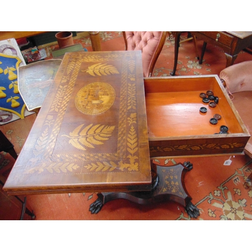 385 - Fine quality 19th century Irish Killarney wood and marquetry  games table, the top centred with and ... 