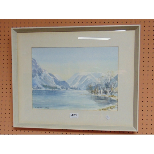 421 - E.Grieg Hall, framed and glazed watercolour, Patterdale scene, signed lower left. 10.5 x 14