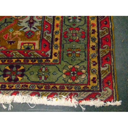 7 - Persian red ground rug, having geometric pattern, 76 x 55