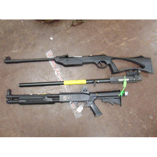 73 - RAM pump action gas powered air soft rifle, one other and part of a bolt action air rifle - spares. ... 