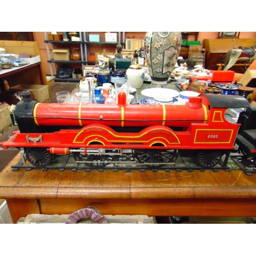 93 - Large wooden model railway engine and tender, Greater London LNWR, 42