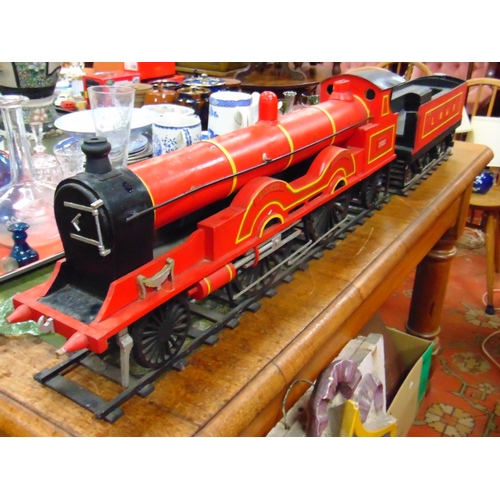 93 - Large wooden model railway engine and tender, Greater London LNWR, 42