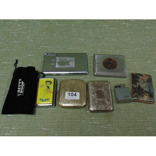 104 - Collection of cigarette cases, lighter, etc.