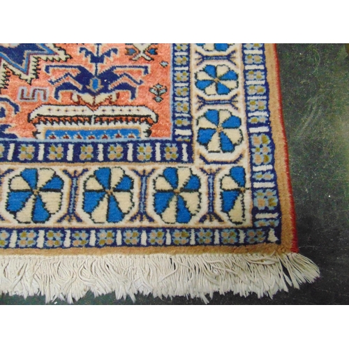 112 - Blue and red ground rug , having geometric pattern, 51 x 31