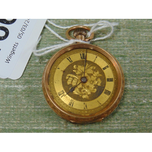 166 - Possibly gold cased fob watch, having engraved decoration.