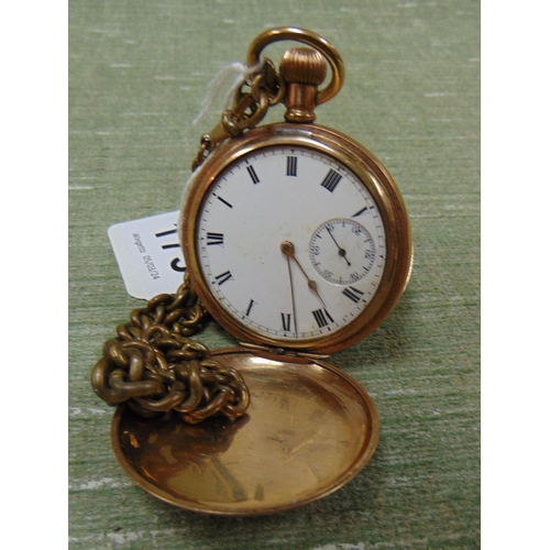 175 - Gold plated pocket watch, together with a chain marked 18 c.