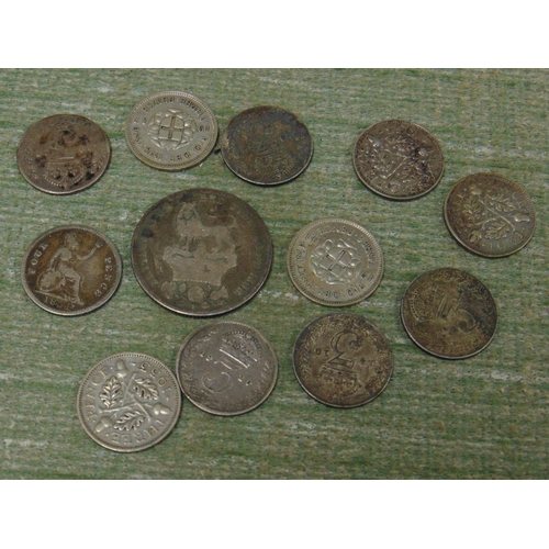 182 - Silver coins, to include 1826 shilling, 1854 Groat and 10 Silver Threepences.