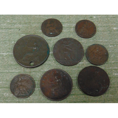 184 - Collection of George II to William IV copper coins, including a 1793 Wilkinson half penny token.