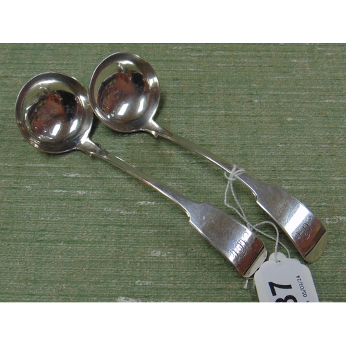 187 - Pair of silver sauce ladles,  maker J.Asherhiem, Edinburgh, 1836, 1.9 ozt.