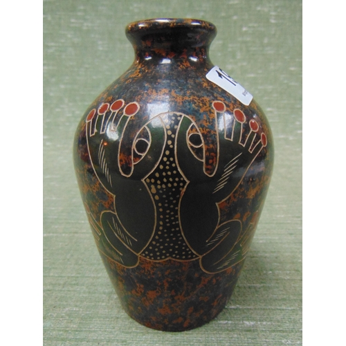 192 - French studio pottery vase,  decorated with frog. 6