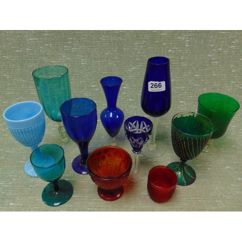 266 - Collection of coloured glassware.