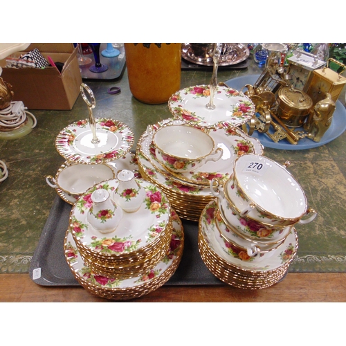 270 - Comprehensive Royal Albert old country roses pattern tea and dinner service, approx 40 pieces.