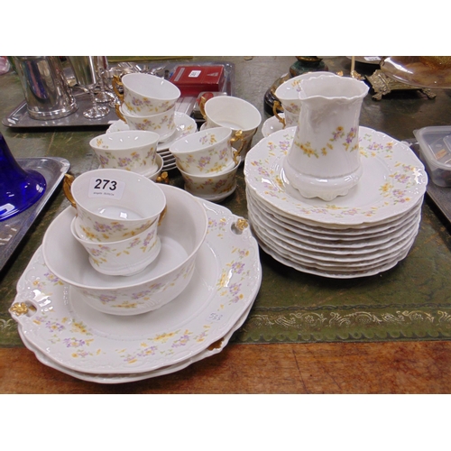 273 - Continental gilt edged tea service, approx 36 pieces.