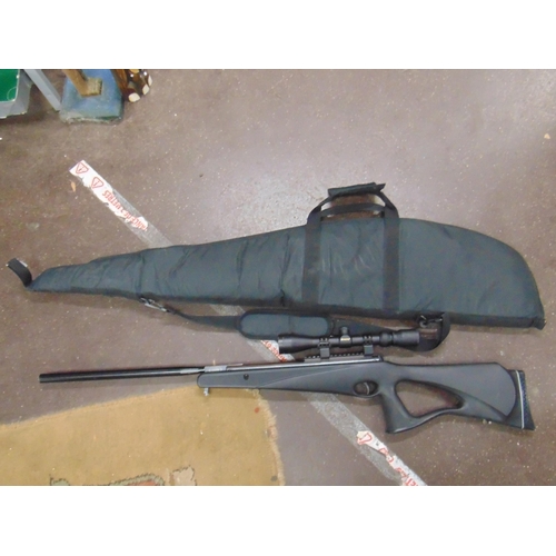 34 - Benjamin Trail .22 air rifle with scope, in slip. Please note: Purchasers must be over 18 and photog... 