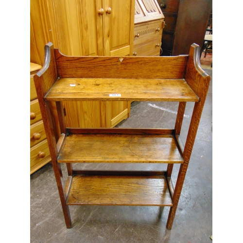 383 - Small oak three tier bookcase. 35 x 22 x 8