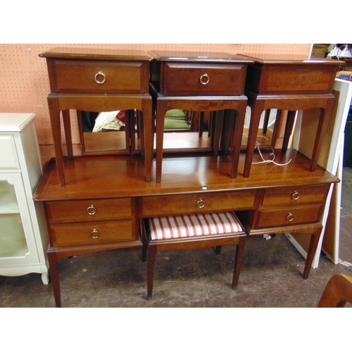 408 - Stag dressing table & stool along with three bedside chests.