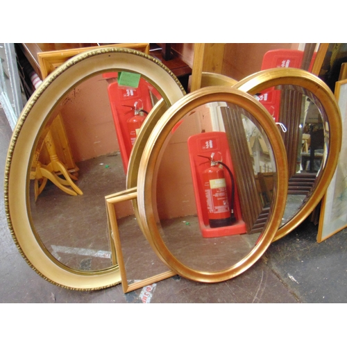 411 - Various oval gilt framed wall mirrors.