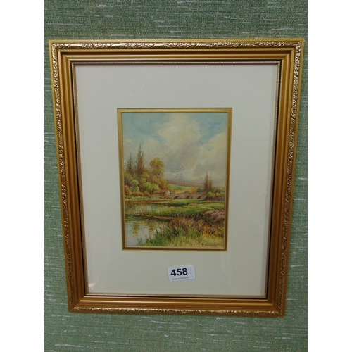 458 - R.Macauley , framed and glazed watercolour, entitled Bridge on the Wye  Nr Hereford, signed lower ri... 