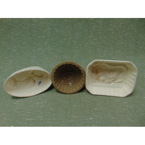 467 - Three 19th century jelly moulds.