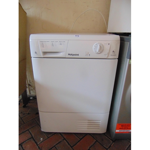 472 - Hotpoint Aquarius 8kg dryer.