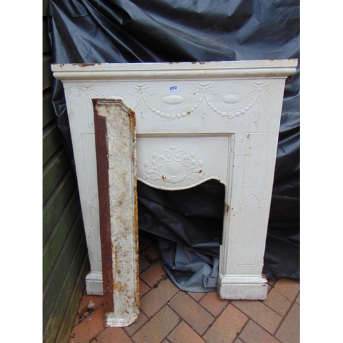 490 - Antique painted cast iron fireplace. 39 x 31