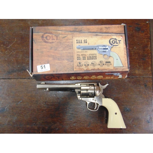 51 - Boxed Colt SAA.45 Co2 BB air gun. Please note: Purchasers must be over 18 and photographic ID must b... 