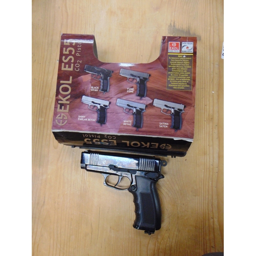 56 - Boxed ES Ekol Co2 pistol. Please note: Purchasers must be over 18 and photographic ID must be produc... 