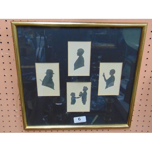 6 - Framed and glazed set of four silhouettes.