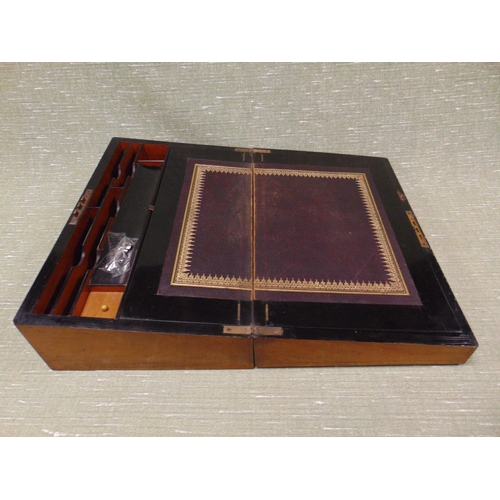 7 - 19th century burr walnut writing box, having lift up lid and fitted interior. 6 x 16 x 10