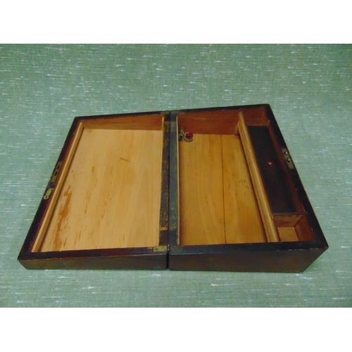 87 - Antique walnut writing box, having lift up lid, 3 x 13.5 x 8.5