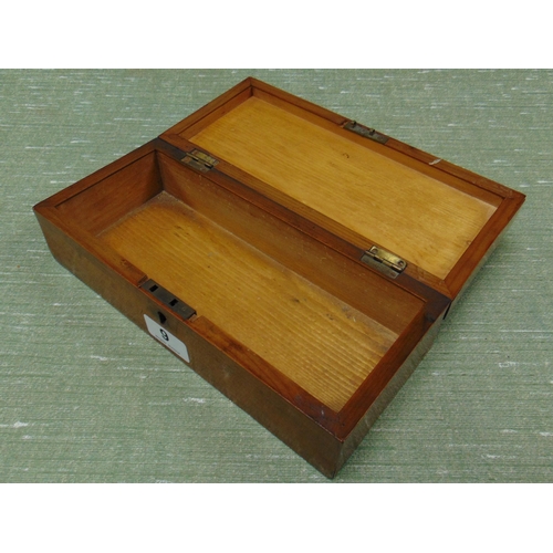 9 - Killarney wood rectangular glove box,  having inlaid decoration, 3 x 10 x 4.5