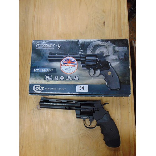 54 - Boxed Colt Python .357 Co2 powered hand gun. Please note: Purchasers must be over 18 and photographi... 