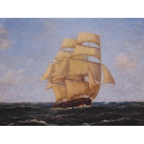 12 - N. Dawson, gilt framed oil painting on canvas, masted sailing vessel, signed lower left. 19 x 29.5