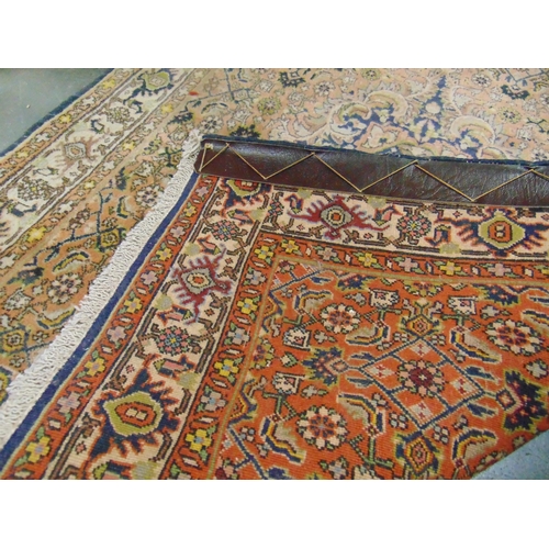 198 - Small Persian red and blue ground rug, having geometric pattern, 40 x 30