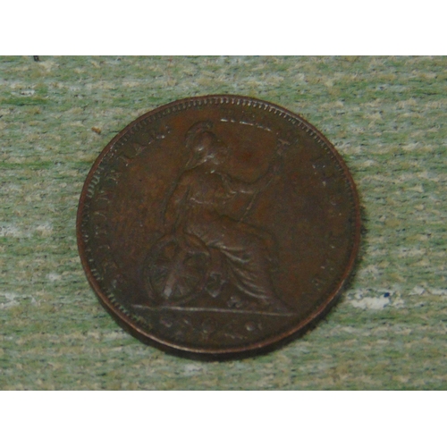 219 - George IV copper 1826 Farthing, GVF condition.