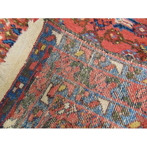 34 - Persian blue and pink ground runner, having geometric pattern. 117 x 33