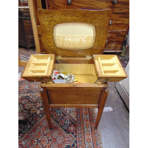 351 - An oak sewing box on stand.