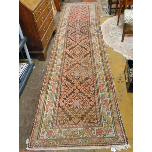 389 - Persian runner, having geometric pattern, 147 x 38