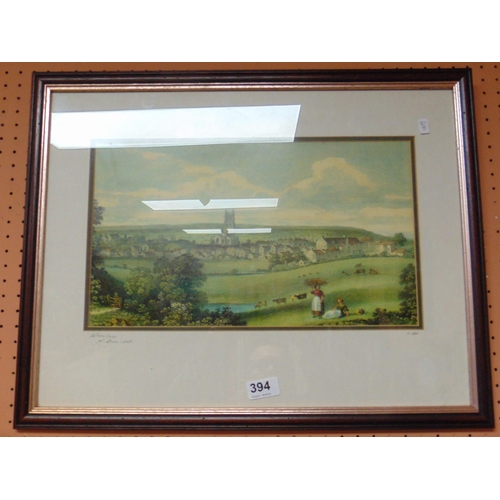 394 - Framed and glazed limited edition colour print, South view of Wrexham, signed and numbered in pencil... 