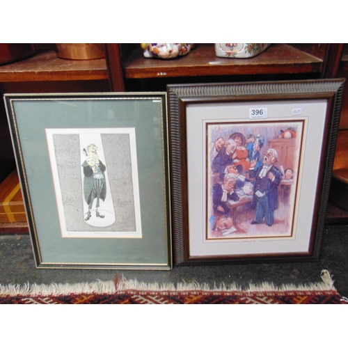 396 - Two framed and glazed humorous law prints.