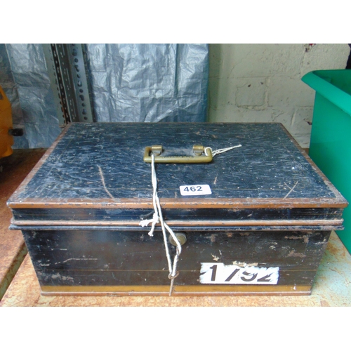 462 - Metal deed box.