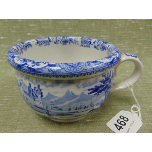 468 - Northern pottery Kilburn castle blue and white miniature chamber pot.