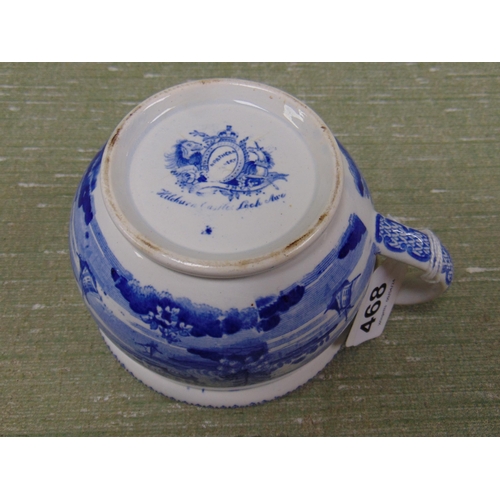 468 - Northern pottery Kilburn castle blue and white miniature chamber pot.