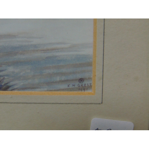 470 - K.H Gresty, framed and glazed picture, North Wales Estuary. 5 x 7.5