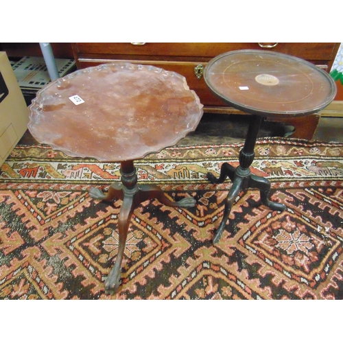 472 - Mahogany wine table, shaped top and on paw feet, and one other example. (2)